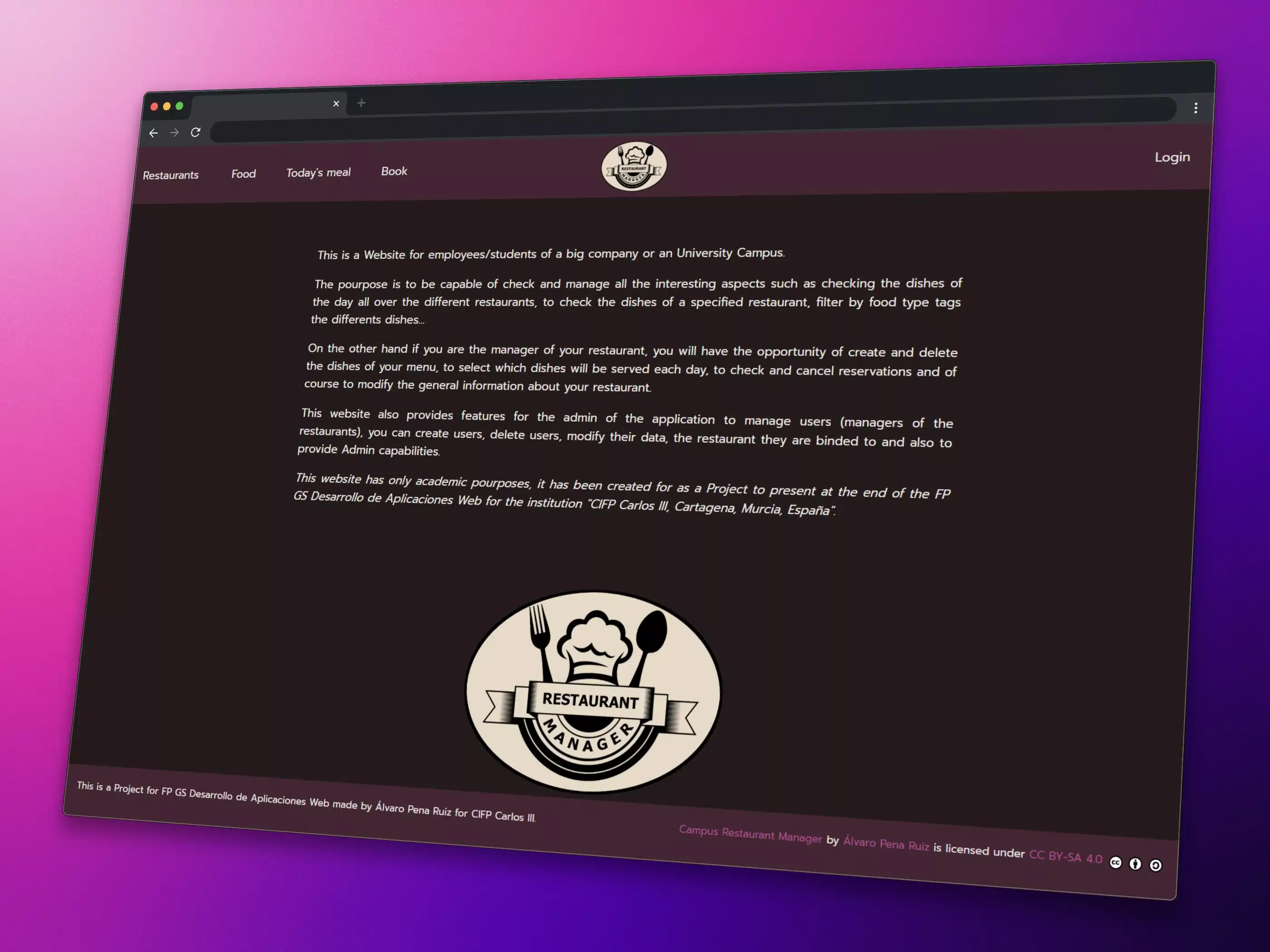 Campus Restaurant Manager